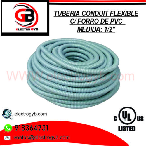 TUBERIA CONDUIT FLEXIBLE C/F DE PVC 1/2″